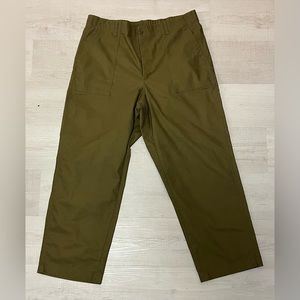Uniqlo Baker Pants Oversized Straight Leg High Waisted Olive Green